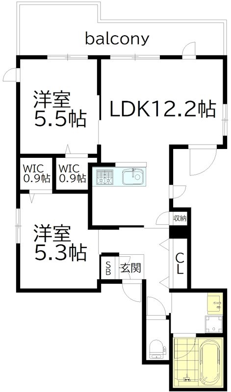 松原３丁目メゾン 302号室 間取り