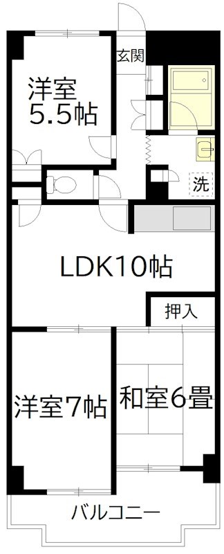 エレガンスチトセ 106号室 間取り