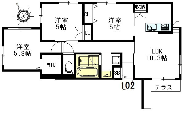 CLAIR MAISON KUGAYAMA 302号室 間取り