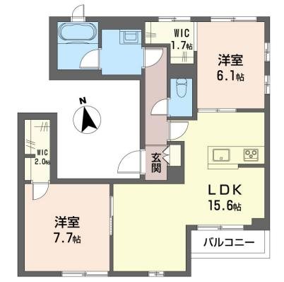 リバーゲート 201号室 間取り