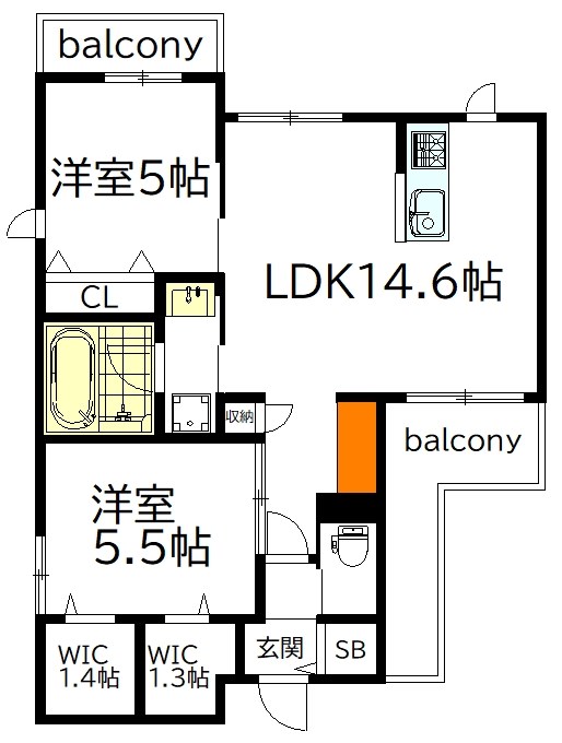 ＳＡＲＡＨ 203号室 間取り