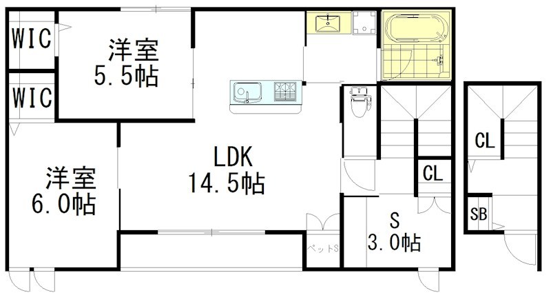 グリーンテラス調布 203号室 間取り