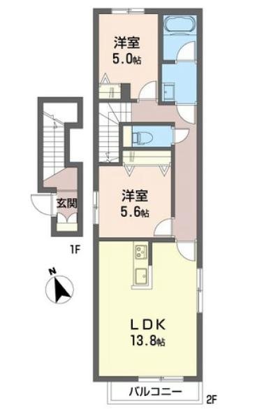 フラットⅢ 201号室 間取り