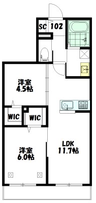 Rouge下北沢（ルージュ） 102号室 間取り