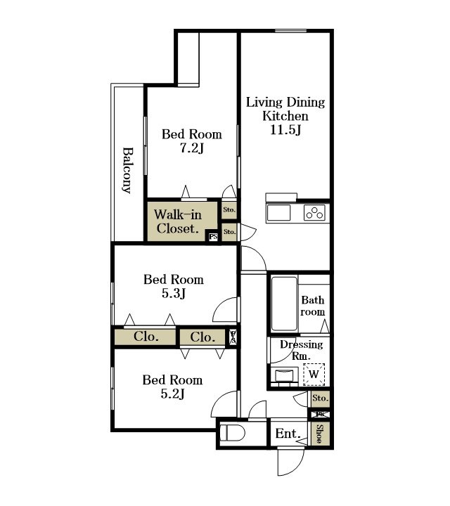 Ｒｏｓｅ　Ｃｏｕｒｔ 301号室 間取り