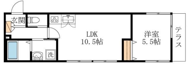 サクラテラス 104号室 間取り