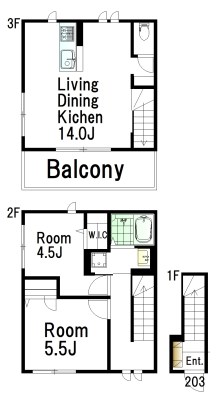 Villa・Symbiose三軒茶屋（ヴィラ・シンビオーズ） 203号室 間取り