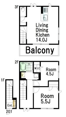 Villa・Symbiose三軒茶屋（ヴィラ・シンビオーズ） 201号室 間取り
