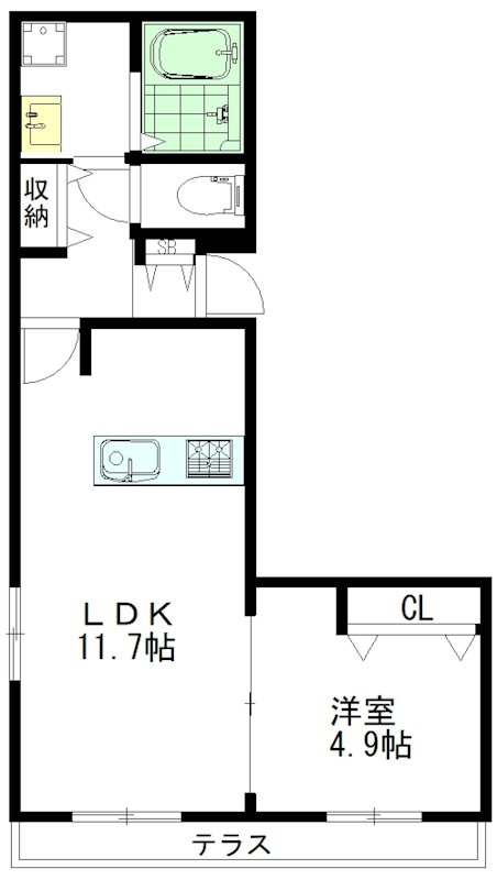 jour en bonheur(ｼﾞｭｰﾙｱﾝﾎﾞﾇｰﾙ） 102号室 間取り
