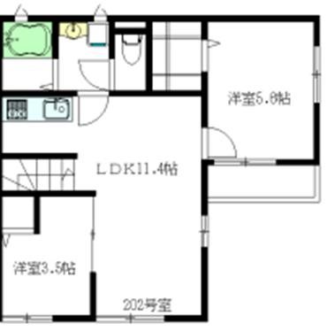 ＳＥＴＴＥＭＩＬＡ 202号室 間取り