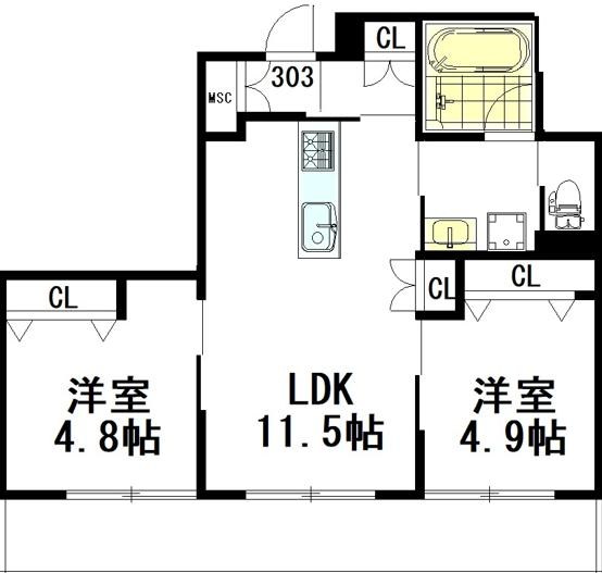 （仮称）境南町３丁目ヘーベルメゾン 303号室 間取り