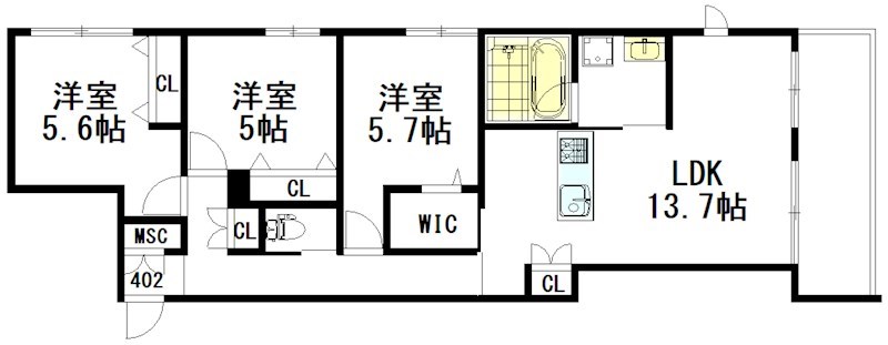 （仮称）境南町３丁目ヘーベルメゾン 402号室 間取り