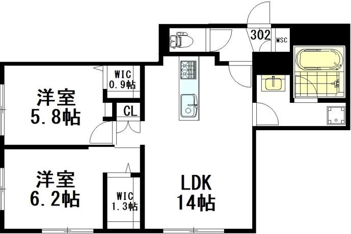 （仮称）境南町３丁目ヘーベルメゾン 302号室 間取り