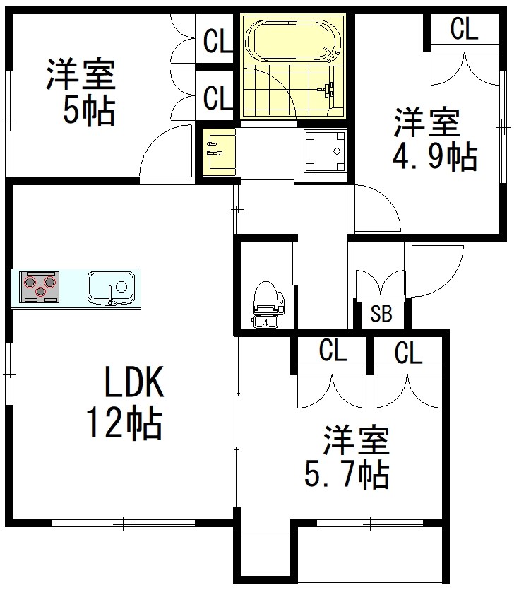 ソルサフィール井の頭 201号室 間取り