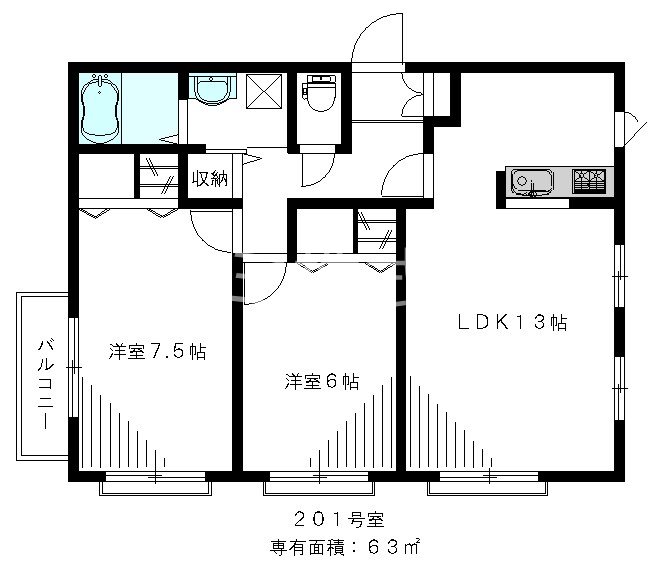 パインセピア 201号室 間取り