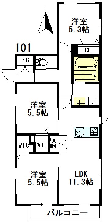 牟礼アパートメント 101号室 間取り