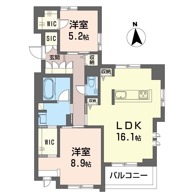 クオリスタ松陰神社 301号室 間取り