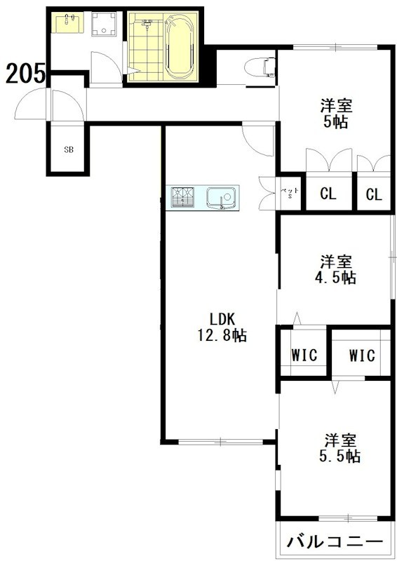 Tiamat（ティアマット） 205号室 間取り