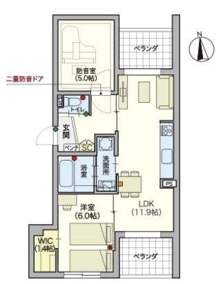 ヘーベルVillage 砧3丁目（シニア限定） 202号室 間取り