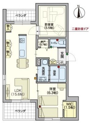 ヘーベルVillage 砧3丁目（シニア限定） 301号室 間取り