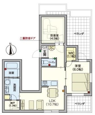 ヘーベルVillage 砧3丁目（シニア限定） 401号室 間取り