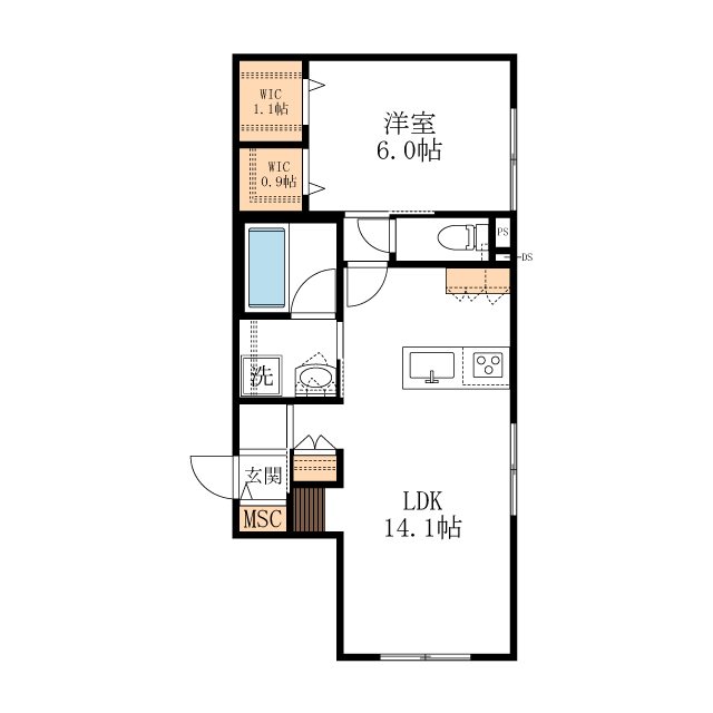VillaすがやK 101号室 間取り