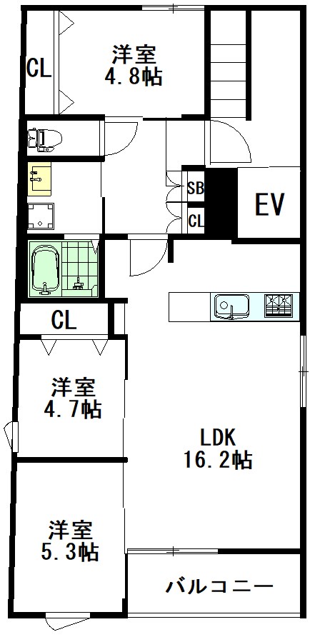 Bel Air House 3F号室 間取り