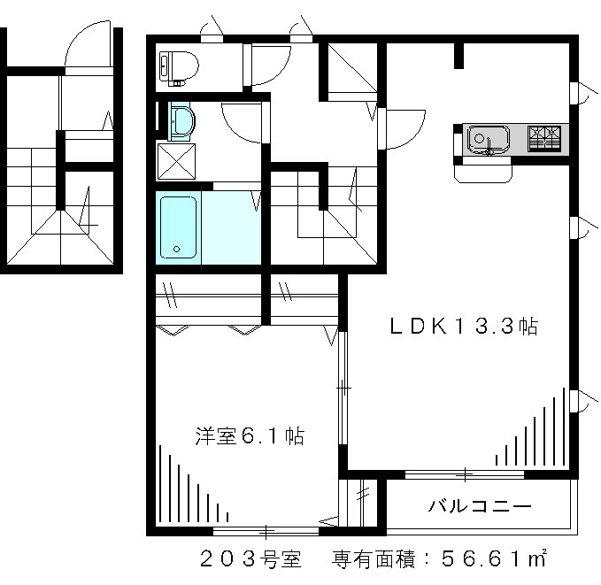 アビターレ 203号室 間取り