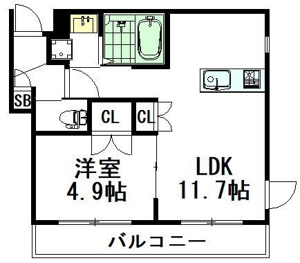 jour en bonheur(ｼﾞｭｰﾙｱﾝﾎﾞﾇｰﾙ） 201号室 間取り