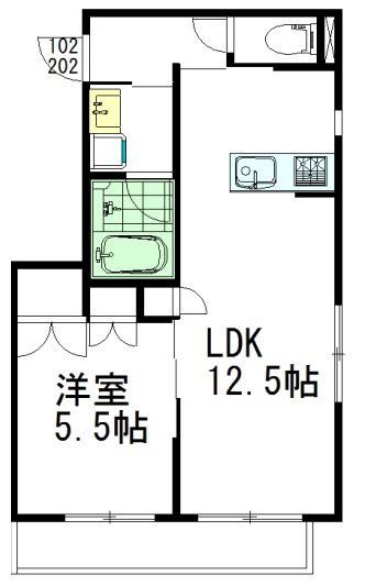 ルミエール 102号室 間取り