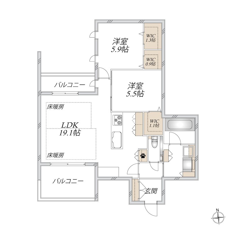 （仮）碑文谷5丁目メゾン 301号室 間取り