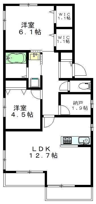 Ｂｒｉｄｇｅ　Ｃｏｕｒｔ浜田山　ＷＥＳＴ 201号室 間取り