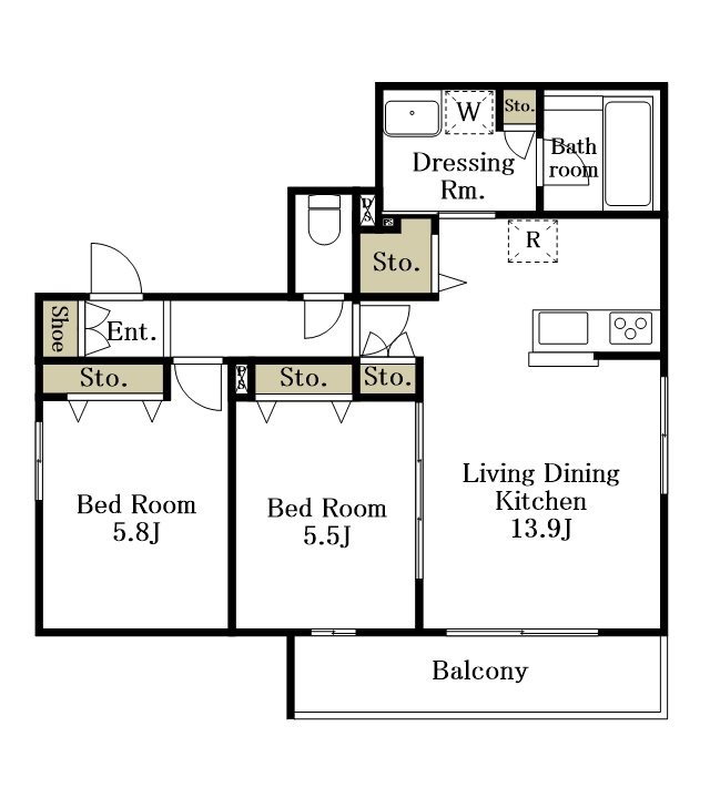 仮）粕谷１丁目メゾン東棟 201号室 間取り