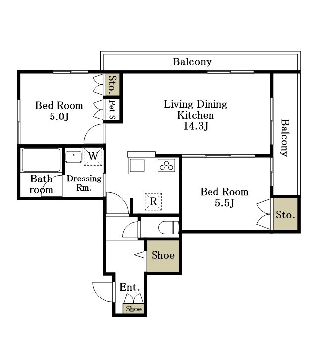 仮）粕谷１丁目メゾン東棟 202号室 間取り