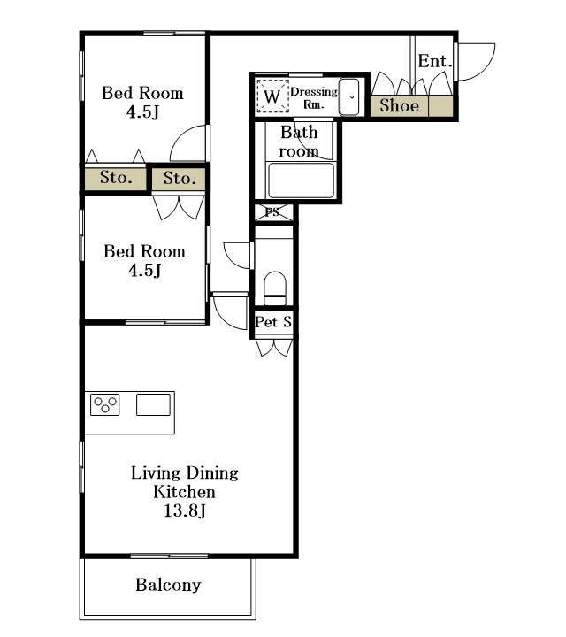 仮）粕谷１丁目メゾン西棟 201号室 間取り