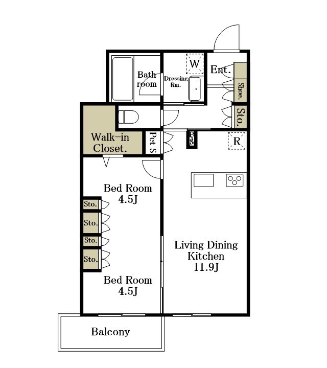 仮）粕谷１丁目メゾン西棟 202号室 間取り