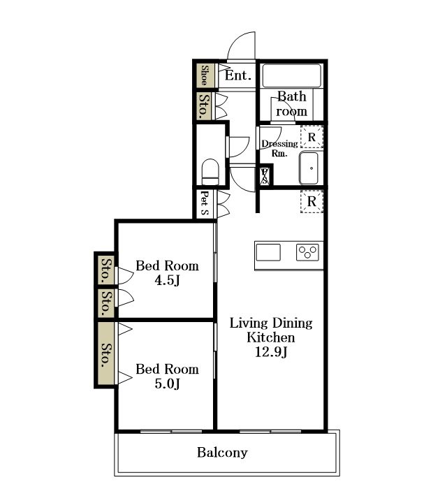 仮）粕谷１丁目メゾン西棟 204号室 間取り