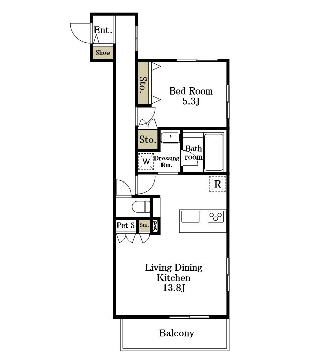 仮）粕谷１丁目メゾン西棟 205号室 間取り