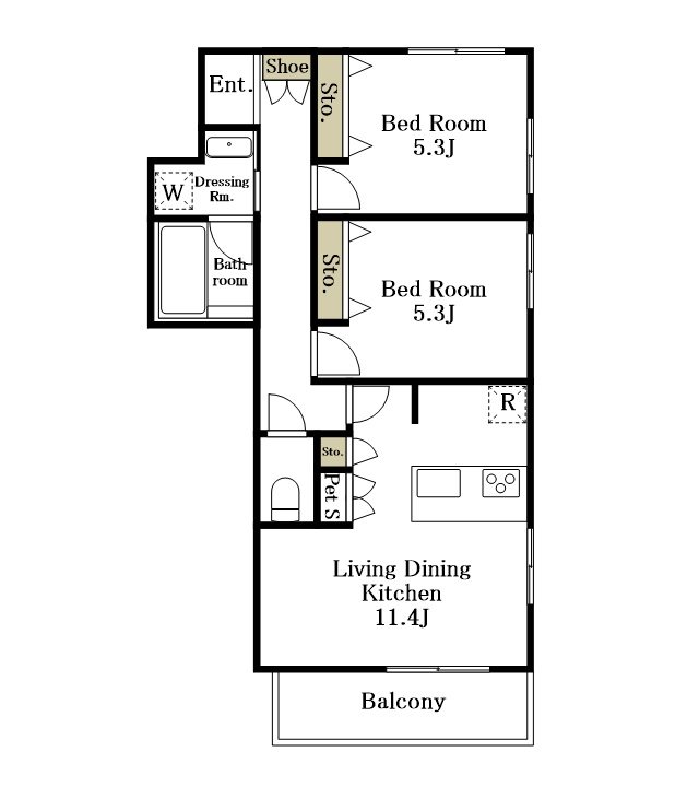 仮）粕谷１丁目メゾン西棟 304号室 間取り