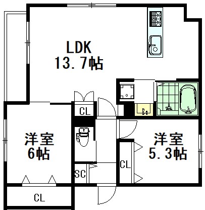ヘーベルメゾン三鷹 201号室 間取り