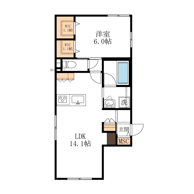 VillaすがやA 101号室 間取り