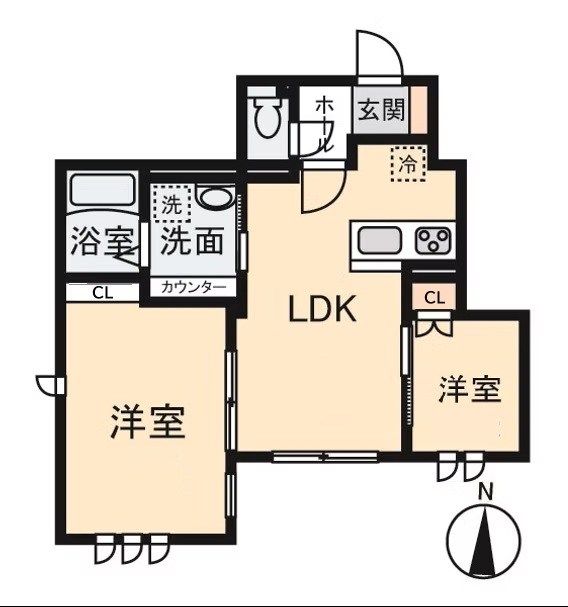 クレールムサシ 102号室 間取り