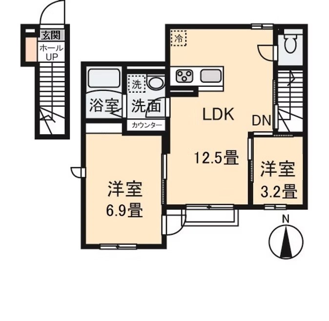 クレールムサシ 202号室 間取り