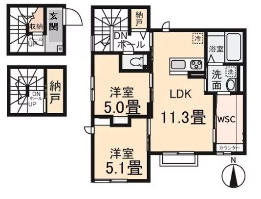 クレールムサシ 301号室 間取り