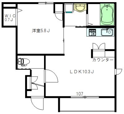 Ｐａｔｉｏ　山中　北棟（パティオヤマナカ） 107号室 間取り