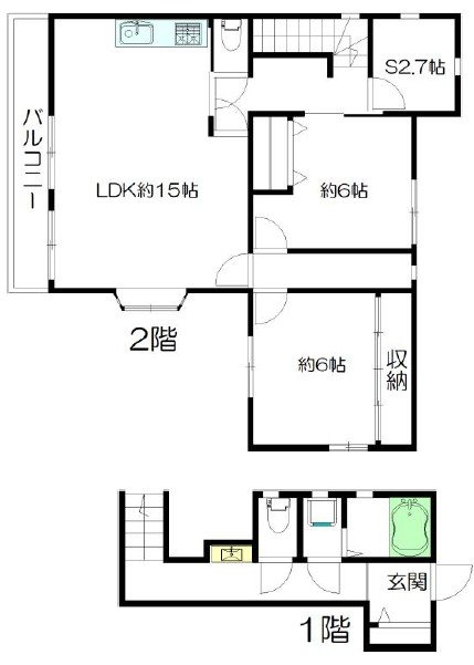 中落合3丁目貸家 1号室 間取り