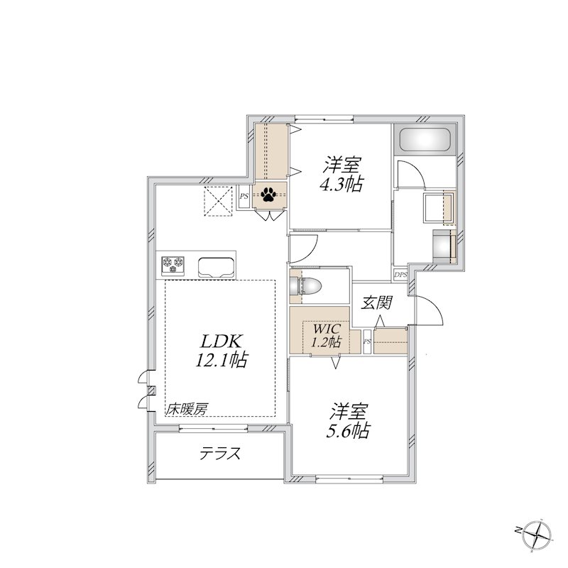 （仮称）羽根木２丁目メゾン 102号室 間取り