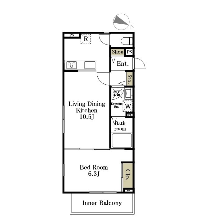 （仮）代沢５丁目計画 102号室 間取り