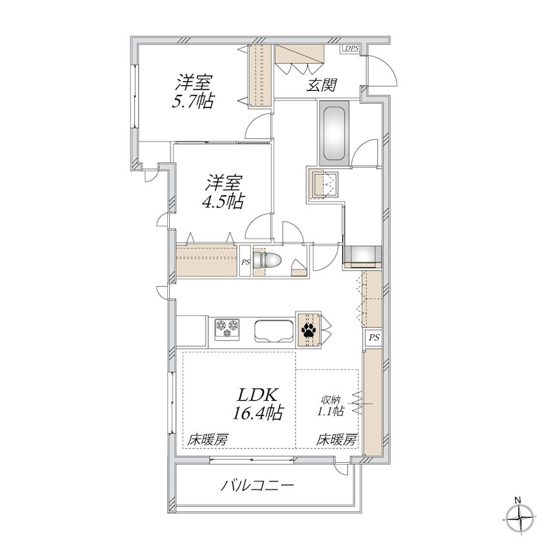 マウロア碑文谷 206号室 間取り