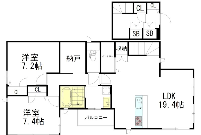 LUCE　MIYAMAE（ルーチェ　ミヤマエ） 2F号室 間取り